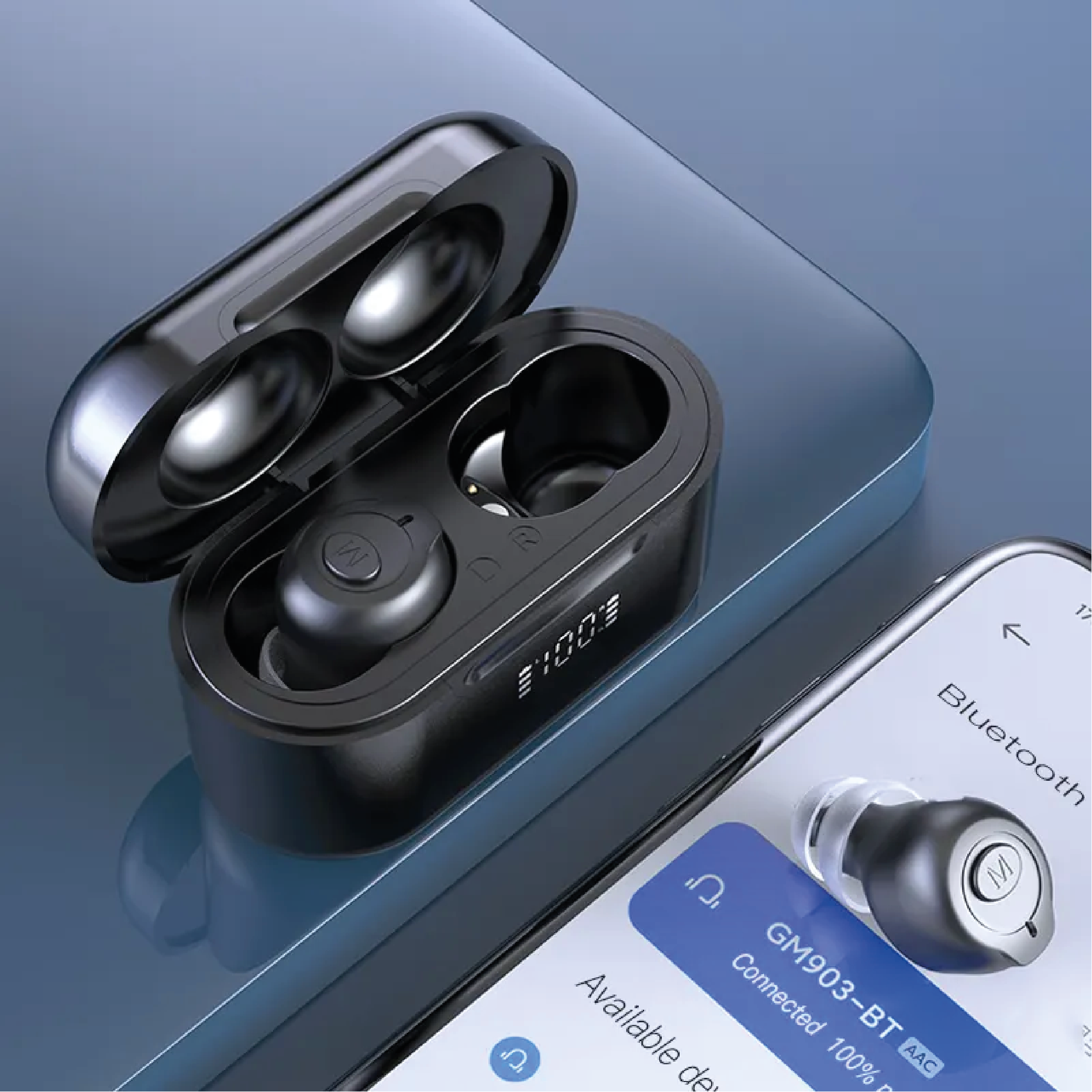 Bluetooth Hearing Amplifiers with Wireless Charging Case